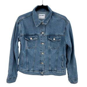 Old Navy Womens Denim Jacket Medium Wash Cotton Relaxed Fit Size M